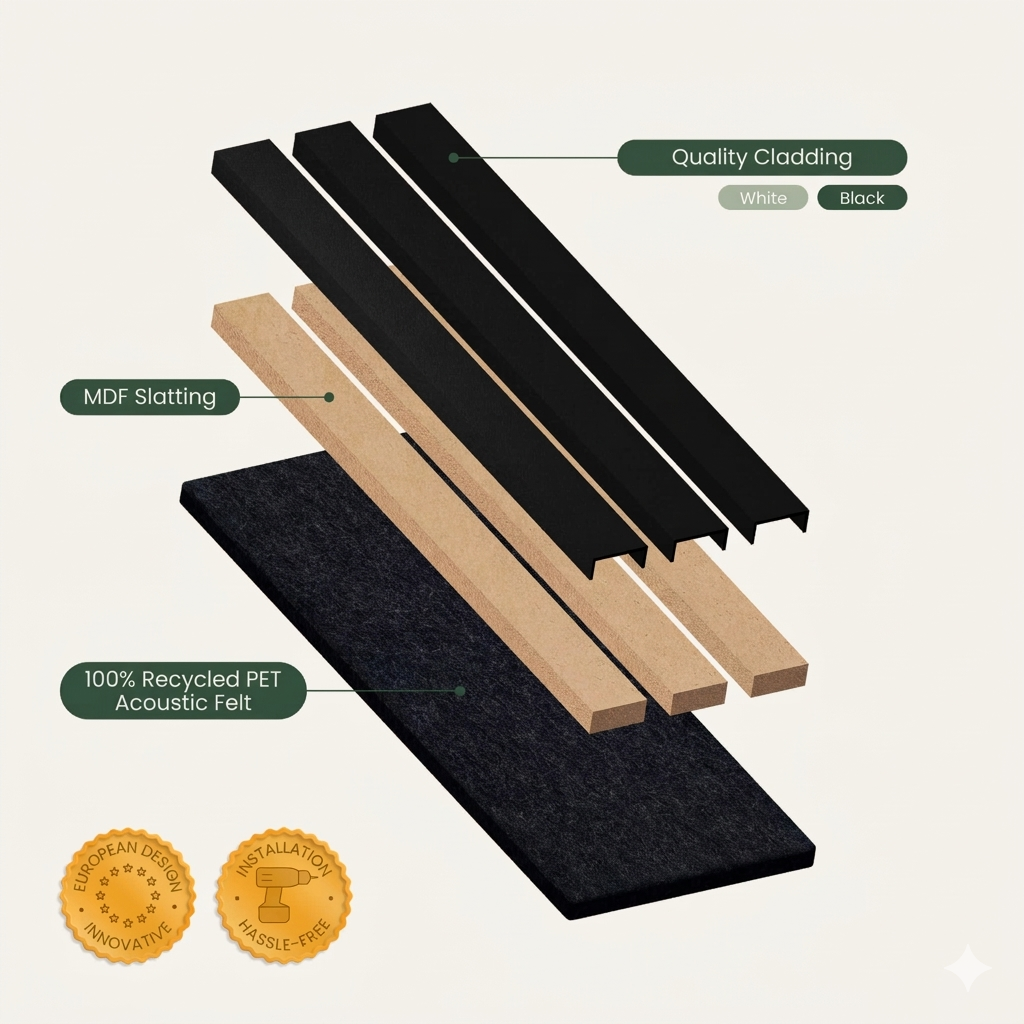Acoustic Slat Panel - Black