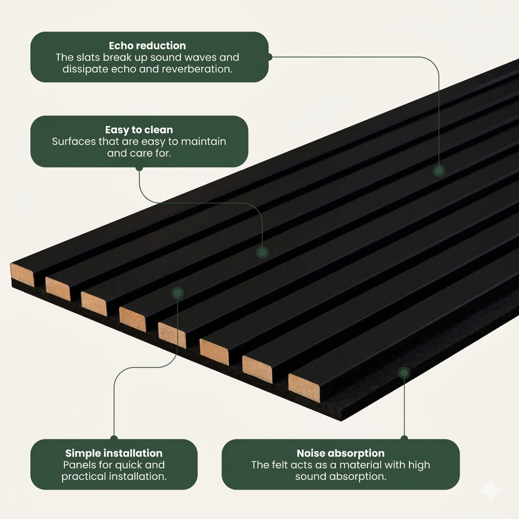 Acoustic Slat Panel - Black