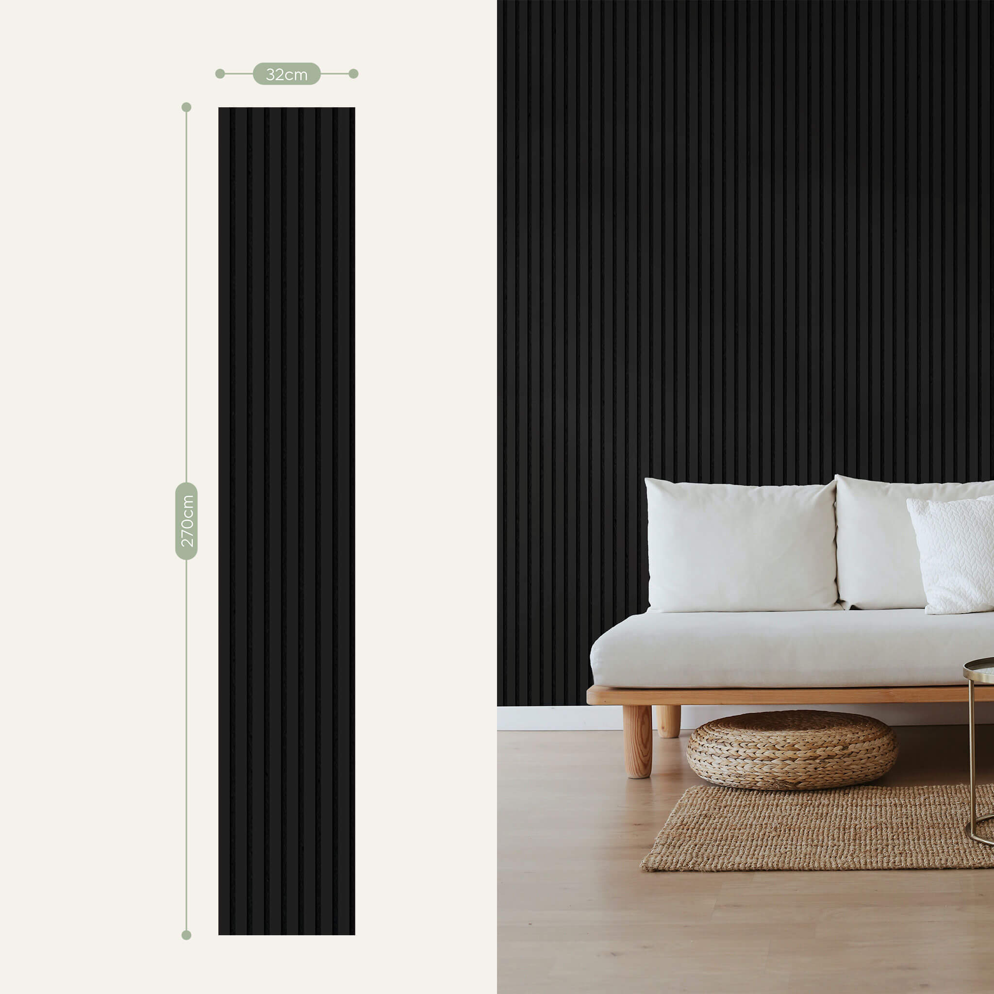 Acoustic Slat Panel - Black