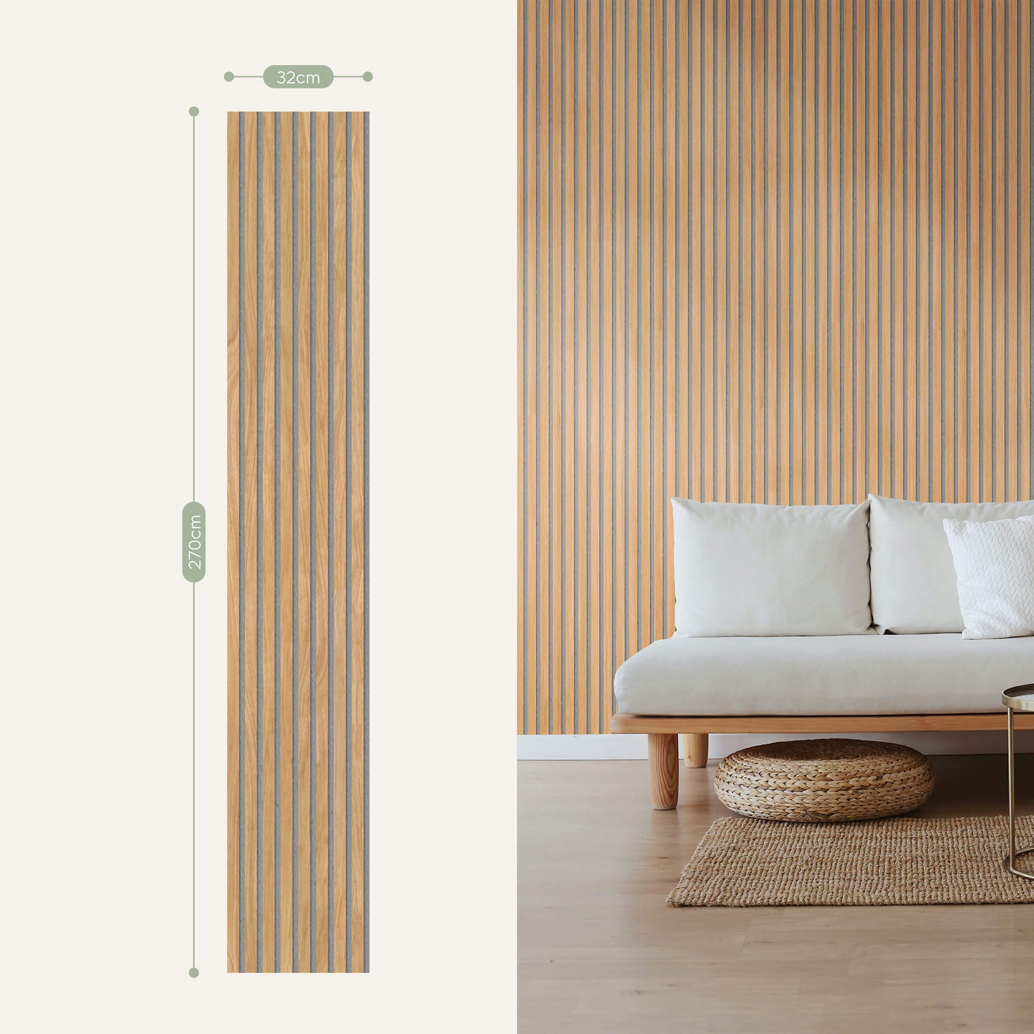 Acoustic Slat Panel | Tauari - Grey Felt